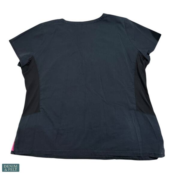 Beyond Scrubs Black & Pink Zip V-Neck Top + Drawstring Pants Set PXL/XXL - Picture 6 of 16